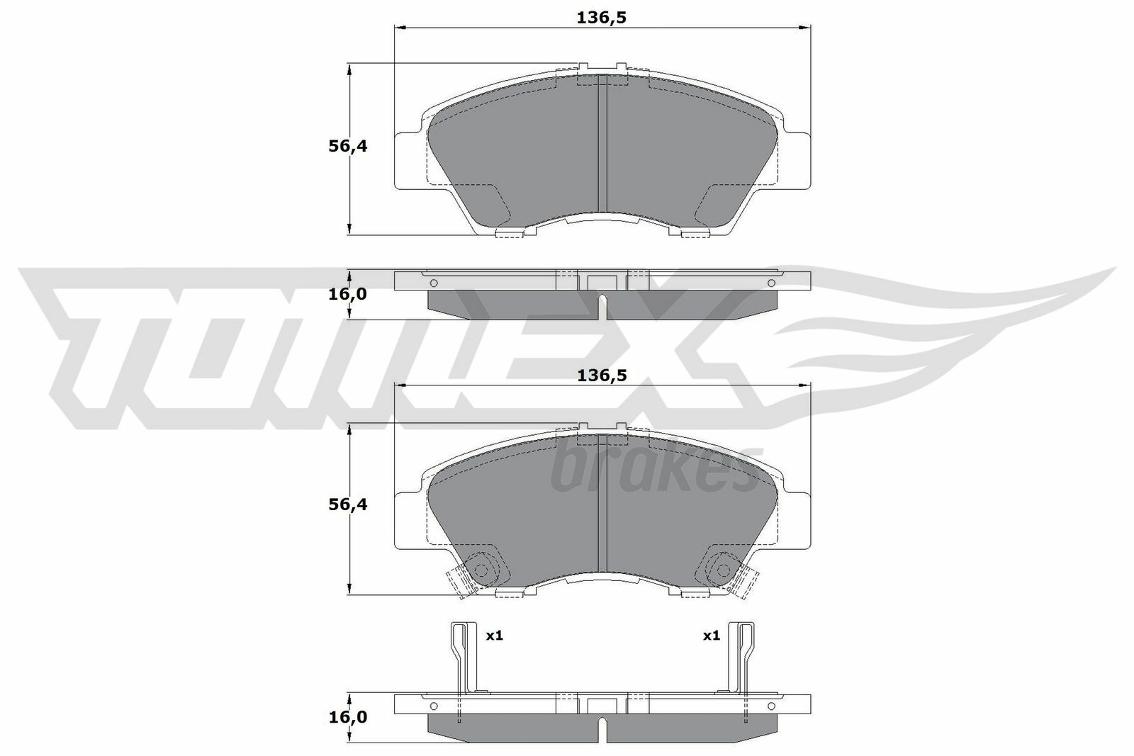 Sada brzdových platničiek kotúčovej brzdy TOMEX Brakes